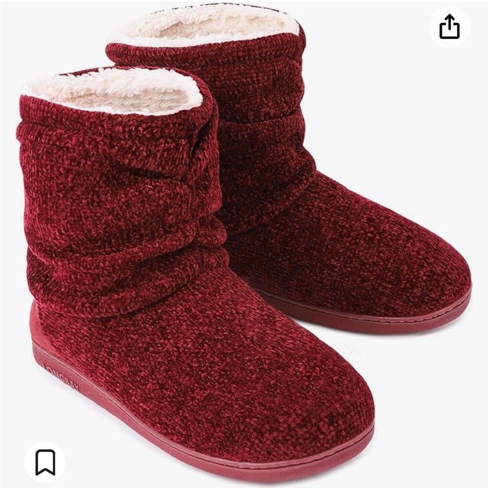 LongBay Women's Size 7-8 Chenille Knit Cosy Boot Slippers